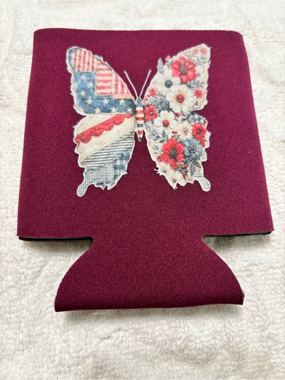 NEW Maroon Butterfly Can Cooler